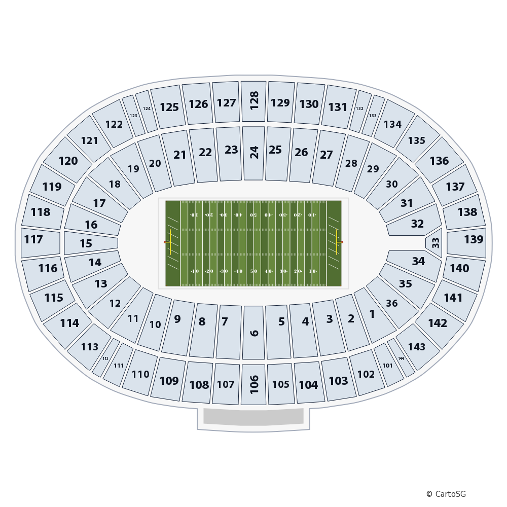 Mapa de lugares do Cotton Bowl